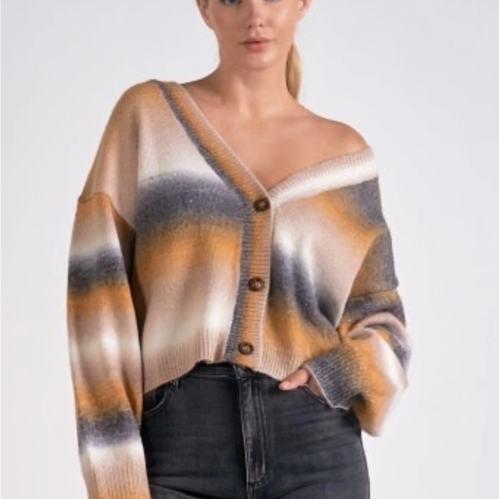 Striped Button-Up Sweater
